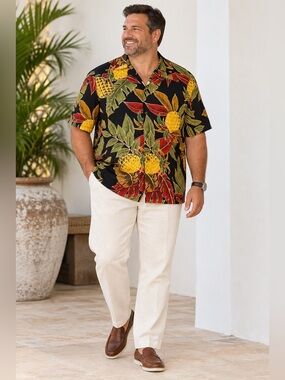 Diamond Head Hawaiian Shirt Men XXL Pineapples Rayon Short Sleeve Button Down